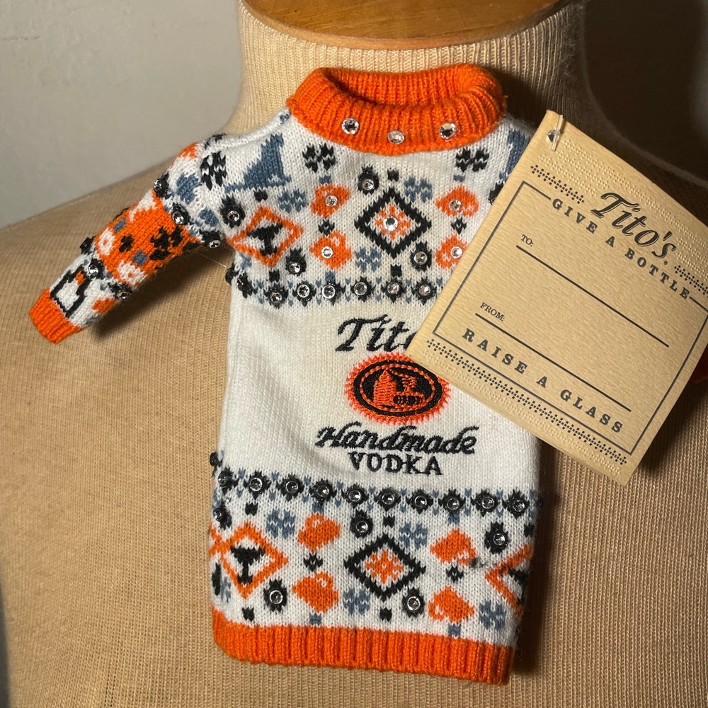 Titos Vodka Bottle Blinged Out Ugly Christmas Sweater